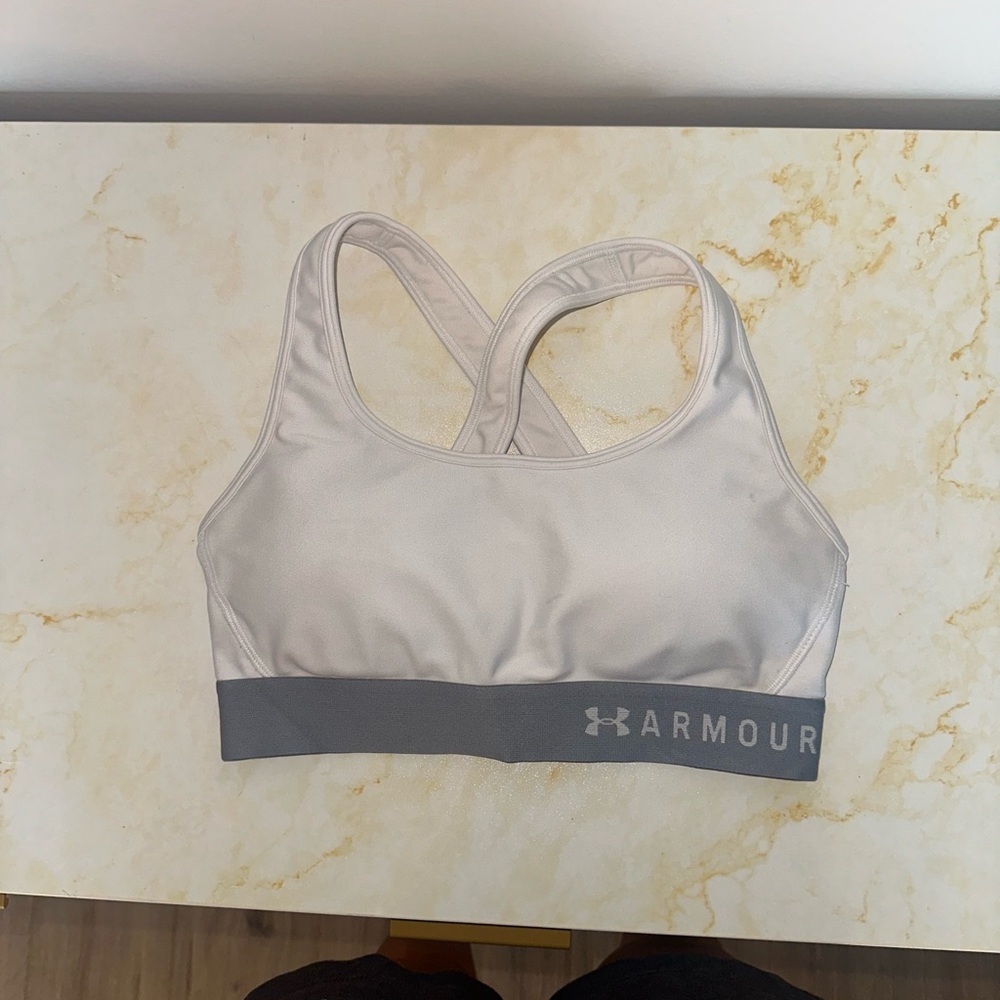 Under Armour Women's White and Gray Sports Bra